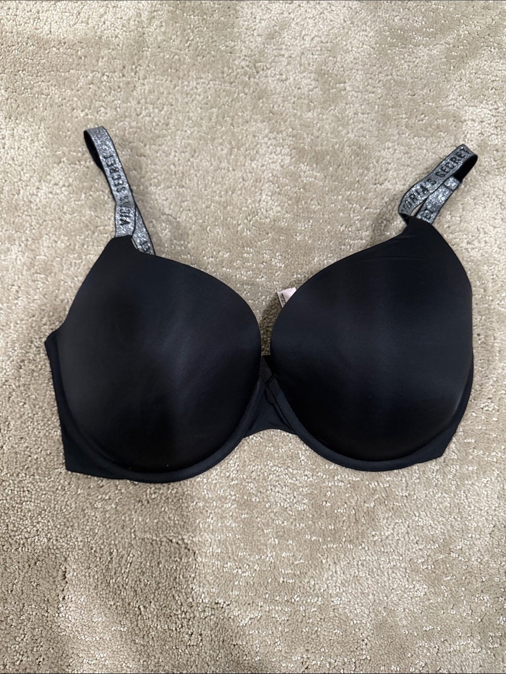 Victoria Secret Shine Strap Padded Adjustable Strap Black Bra